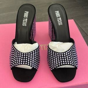 Paris Texas Violet Onyx Holly Anja Crystal-Embellished Mules